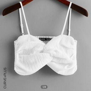 Plus Twist Front Shirred Cami Top